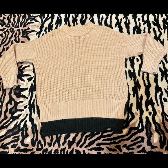 ESSENTIEL ANTWERP Color Block, Chunky Knit, Hi Low Sweater - XS - Rose/Black EUC - Picture 1 of 7